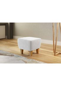 Home Affaire Hocker Viva met eiken poten hockers maat Microvezel wit
