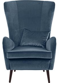 Guido Maria Kretschmer Home & Living Guido Maria Kretschmer Home&Living Fauteuil Sallito, oorfauteuil, TV-stoel voor woonkamer, ook in velours cord fauteuils maat Fluweel-look blauw