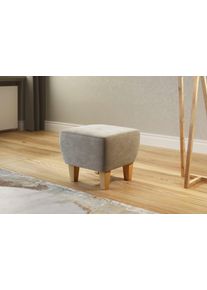 Home Affaire Hocker Viva met eiken poten hockers maat Microvezel beige