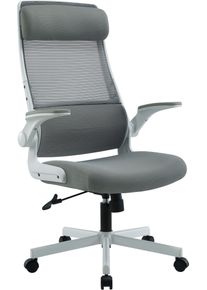 Places of Style Bureaustoel Menton, ergonomische bureaustoel inclusief kussen, lendensteun, modern ontwerp bureaustoelen maat Netstof grijs