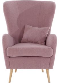 Guido Maria Kretschmer Home & Living Guido Maria Kretschmer Home&Living Fauteuil Sallito, oorfauteuil, TV-stoel voor woonkamer, ook in velours cord fauteuils maat Imitatiebont roze