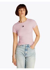 Tommy Jeans T-shirt TJW SLIM BADGE RIB TEE dames t-shirts maat L (40) roze