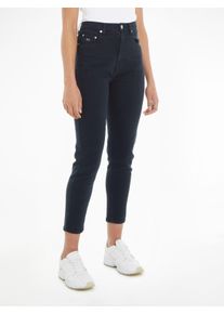 Tommy Jeans Geweven broek TJW MOM SLIM UH GD met geborduurd logo dames pantalons maat 32 blauw