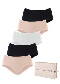 Lascana Tailleslip van katoen, met mooie opbergdoos (Set van 5) dames slips maat 32/34 bruin