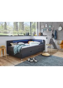 Meise Möbel meise.möbel Bed Laser met led-verlichting, incl. matras en bedlade zwart, slaapbanken, 140 cm x 200 cm