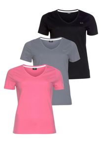 H.I.S. H.I.S T-shirt Essential basics figuurvolgende snit, van katoen (Set van 3) dames t-shirts maat 44/46 multicolor