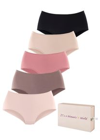 Lascana Tailleslip van katoen, met mooie opbergdoos (Set van 5) dames slips maat 32/34 bruin