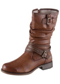 Mustang Shoes Winterlaarzen , enkellaarsjes, winterlaarzen met decoratieve gespen aan de slouchy schacht dames winterlaarzen maat 37 EU bruin