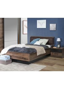 FORTE Bed Jacky met gestoffeerd hoofdbord bedden zwart