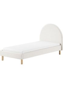 Vipack Gestoffeerd bed Moon 2 breedtes (90 of 140 cm), lattenbodem, bouclé stof, naar keuze 4 kleuren bedden