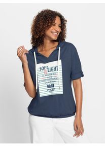 Casual Looks Shirt met korte mouwen Capuchonshirt (1-delig) dames t-shirts maat 36 blauw