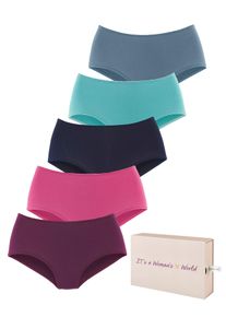 Lascana Tailleslip van katoen, met mooie opbergdoos (Set van 5) dames slips maat 32/34 roze