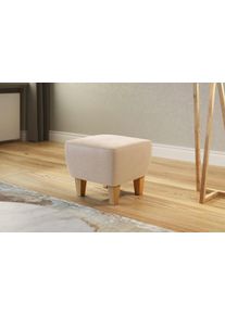 Home Affaire Hocker Viva met eiken poten hockers maat Microvezel vintage beige