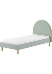 Vipack Gestoffeerd bed Moon 2 breedtes (90 of 140 cm), lattenbodem, bouclé stof, naar keuze 4 kleuren bedden