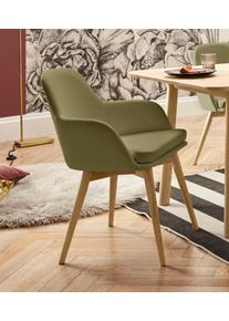 Home Affaire Stoel met armleuningen Livry Stoel, kuipstoel (set, 2 stuks) 4 poot stoelen maat NaturLEDER® groen