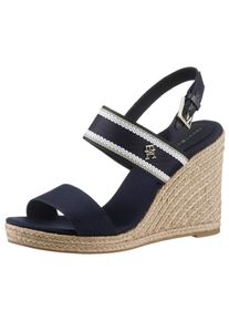 Tommy Hilfiger Sleehaksandaaltjes WEBBING HIGH WEDGE SANDAL , zomerschoen, sandaal, sleehak, met zij th-label dames sandalen met sleehak maat 41 EU