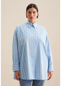 Seidensticker Lange blouse Zwarte roos Lange mouwen kraag strepen dames lange blouses maat 3XL (46) blauw