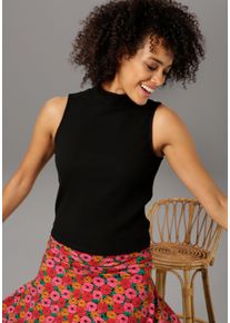 Aniston CASUAL Tanktop met opstaande kraag dames tanktops maat 34 zwart