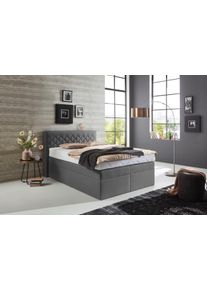 WESTFALIA Polsterbetten Boxspring naar keuze met bedkist boxsprings maat Strukturstoff grijs