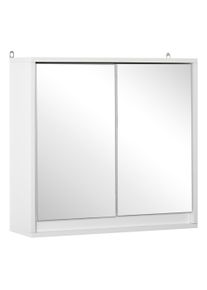 HOMCOM Wall Mounted Mirror Cabinet with Storage Shelf Bathroom Cupboard Double Door White|Aosom Ireland