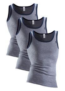 CLIPPER EXCLUSIVe Hemd Tank top voor heren modieuze look: jeans mêlee, prima katoenkwaliteit (3 stuks) heren onderhemden maat 4 blauw