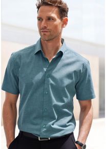 H.I.S. H.I.S Overhemd met korte mouwen Regular fit elastisch jacquard korte mouwen shirt heren overhemden maat S (37/38) groen