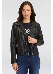 Maze Leren jack in biker-look en inzetten achter dames bikerjacks maat XS zwart