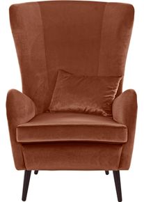 Guido Maria Kretschmer Home & Living Guido Maria Kretschmer Home&Living Fauteuil Sallito, oorfauteuil, TV-stoel voor woonkamer, ook in velours cord fauteuils maat Fluweel-look bruin