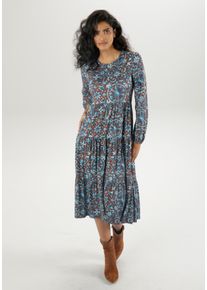 Aniston CASUAL Jerseyjurk met extravagante druk - elk stuk is uniek dames jerseyjurken maat 36 bruin