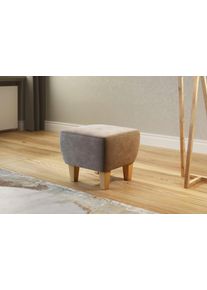 Home Affaire Hocker Viva met eiken poten hockers maat Microvezel bruin