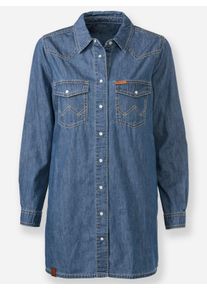 Dames Jeansblouse met drukknoopsluiting in blue-bleached ,maat 36, WITT, 100% Katoen