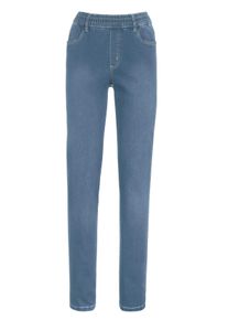 Dames High waist jeans met hoge comfortband rondom in blue-bleached ,maat 38, WITT, 81% Katoen, 17% Polyester, 2% Elastan