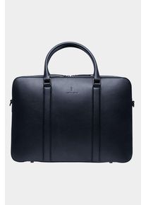 Stylowy Classic Briefcase - Niebieski - Kaktusleder wegański, wodoodporny, kieszeń na laptopa 13"-17, Multi-Pocket Teczka - Lilienthal Berlin