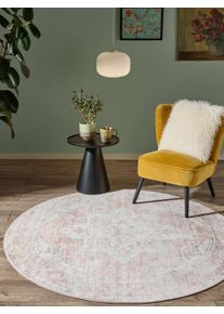 benuta Nest Vaskbart tæppe Miray Rosa ø 160 cm rundt Kunstfiber Vintage