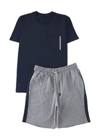 Trendyol Pyjama Herren indigo / graumeliert Größe S