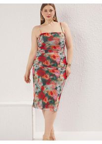 Trendyol Curve Dames Zomerjurk donkergroen / donkeroranje / oudroze / rood 42