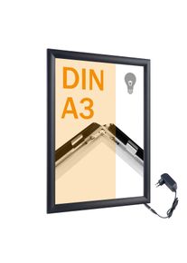 1 LED snap frame A3 black, aluminium