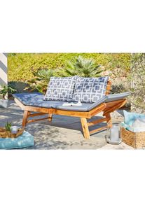 Ambia Garden Gartenbank , Grau, Akaziefarben , Holz, Textil , Akazie , massiv , Füllung: Schaumstoff , 75x190x67 cm , mit Rückenlehne , Holzmöbel,