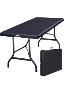 Casaria Tuintafel Zwart Rotan 180x75x73cm Inklapbaar