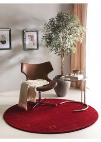 benuta Nest Tapis en laine rond Jamal Rouge diamètre 160 cm rond
