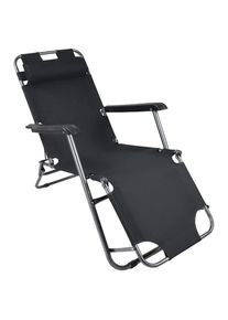 Ambia Garden Gartenliege , Schwarz , Metall, Kunststoff, Textil , Füllung: Polyester , 60x27x153 cm , UV-beständig, regenabweisend, rostfrei,
