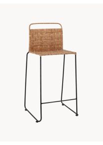 Bloomingville Stołek z plecionką z rattanu Gunnel Beżowy, Czarny Rattan S 49 x W 98 cm