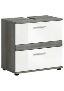 Mid.you Waschbeckenunterschrank , Weiß Hochglanz , Kunststoff , 2 Schubladen , 60x57x34 cm , FSC Mix , stehend , Badezimmer, Badmöbel, Waschbeckenunterschränke