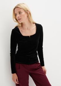 bonprix Femei Bluză din catifea fină, negru, 36/38