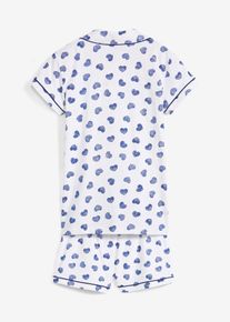 Pyjamas med shorts (set i 2 delar) med ekologisk bomull - vit - storlek 116/122 - bonprix