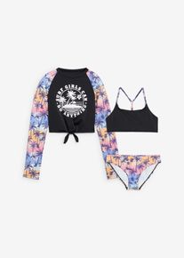 Bikini och badtopp (set i 3 delar) - svart - storlek 176/182 - bonprix