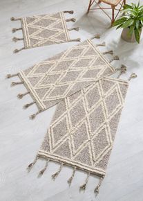 Badrumsmatta med dekorativa fransar - grå - storlek 4 (Badrumsmatta 70/110 cm) - bonprix