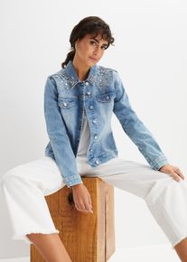 Veste en jean avec strass appliqués - bleu - taille 52 avec coton - bonprix