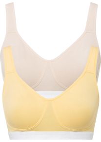 Lot de 2 soutiens-gorge coton sans armatures - beige - taille 125E avec coton - bonprix