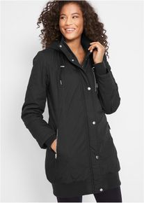 Veste longue à capuche rembourrée - noir - taille 36 avec coton - bonprix